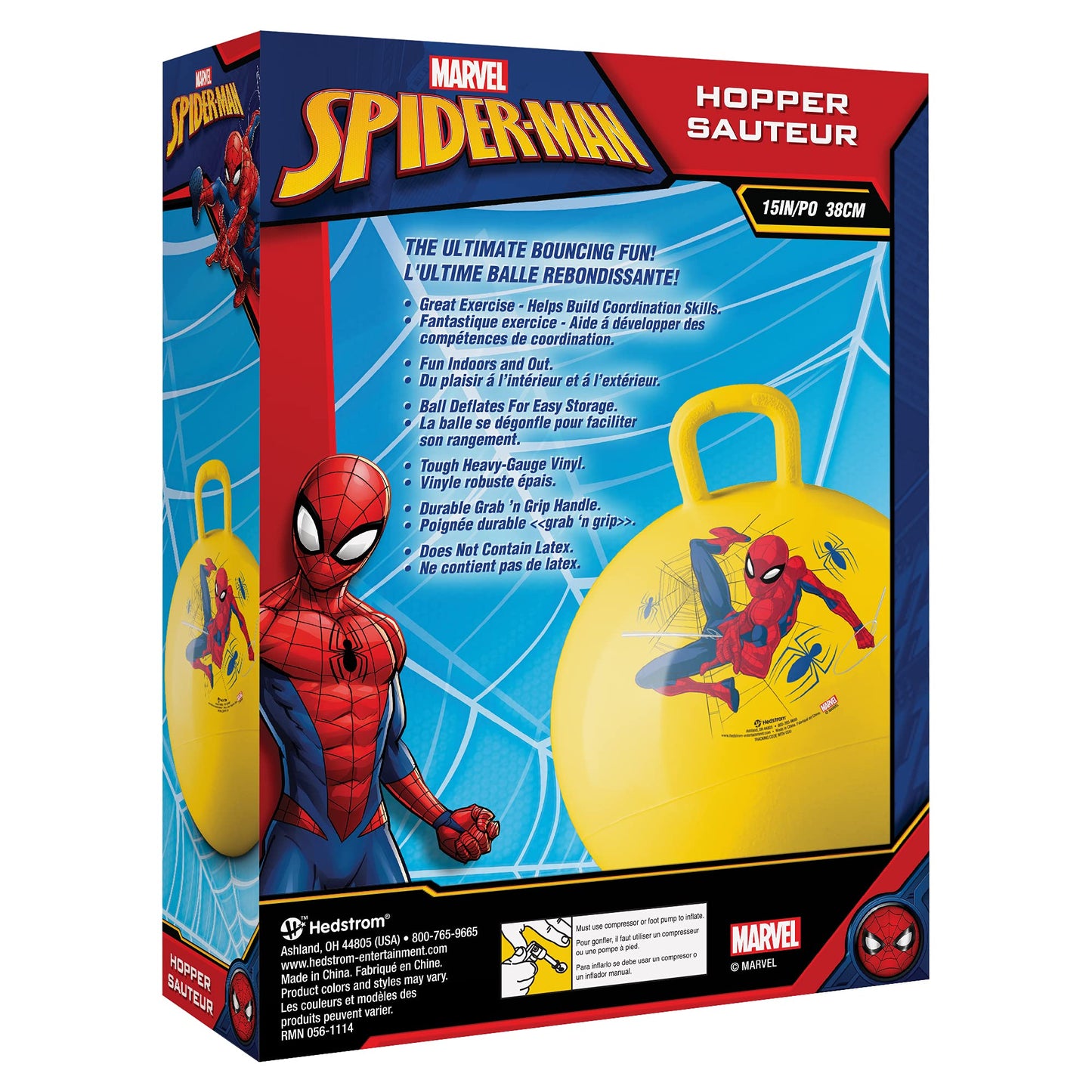 Hedstrom Marvel Spider-Man Hopper, 15-Inch, Yellow (55-97063)