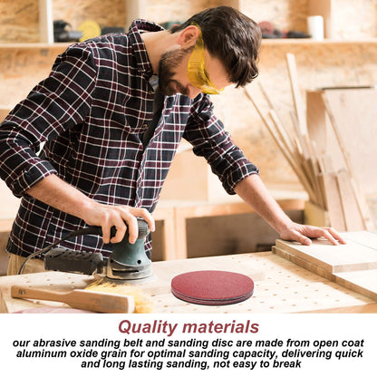 Blulu 22 Pieces Sanding Belts and Sanding Discs Set Includes 4 x 36 Inch Belts (80/120/150/240/400 Grits) and 6 Inch Self Adhesive No Hole Alumina Disc for Bench Combination Sander Woodworking