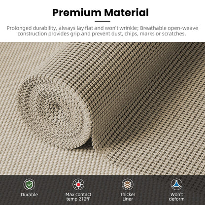 BAGAIL Drawer and Shelf Liner, 17.5 in X 10 Ft Non-Adhesive Shelf Liners for Kitchen Cabinets, Thick Strong Grip Liners for Desk, Shelves, Bathroom Drawers, Cabinet Protection - Beige