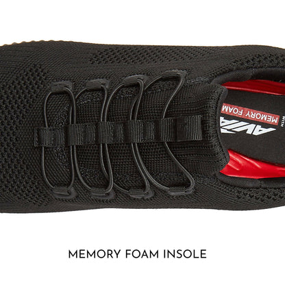 Avia Air Slip On Shoes for Women - Casual Comfortable Athletic Tennis Walking Sneakers for Women with Memory Foam - Black/Black, 9 Wide