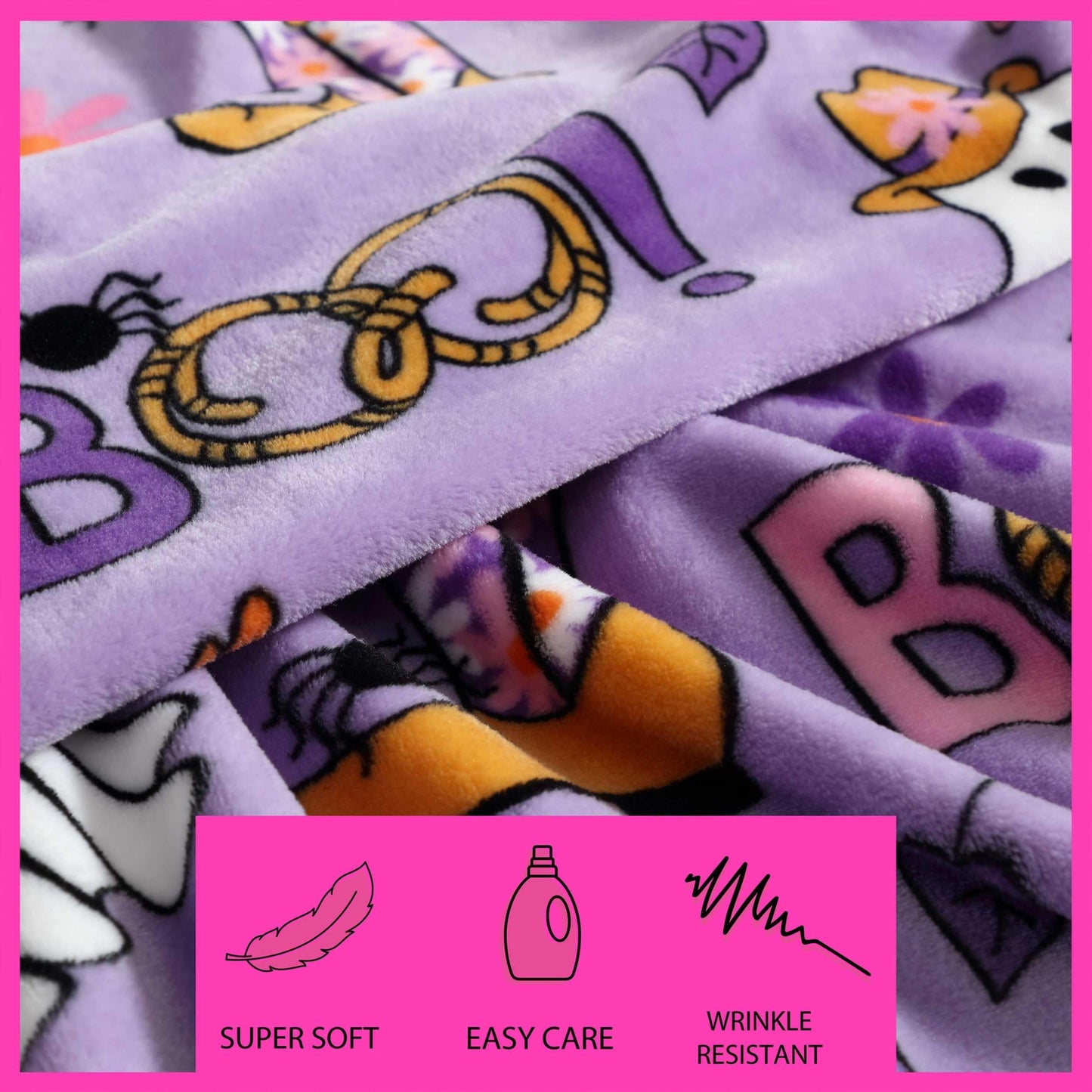 Betsey Johnson - Blanket, Buttery-Soft Throw Blanket for Couch or Bed, Boldly Plush & Oversized Bedding, Halloween Decor (Howdy Ghouls Purple, 50" x 70")