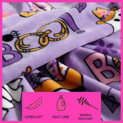 Betsey Johnson - Blanket, Buttery-Soft Throw Blanket for Couch or Bed, Boldly Plush & Oversized Bedding, Halloween Decor (Howdy Ghouls Purple, 50" x 70")