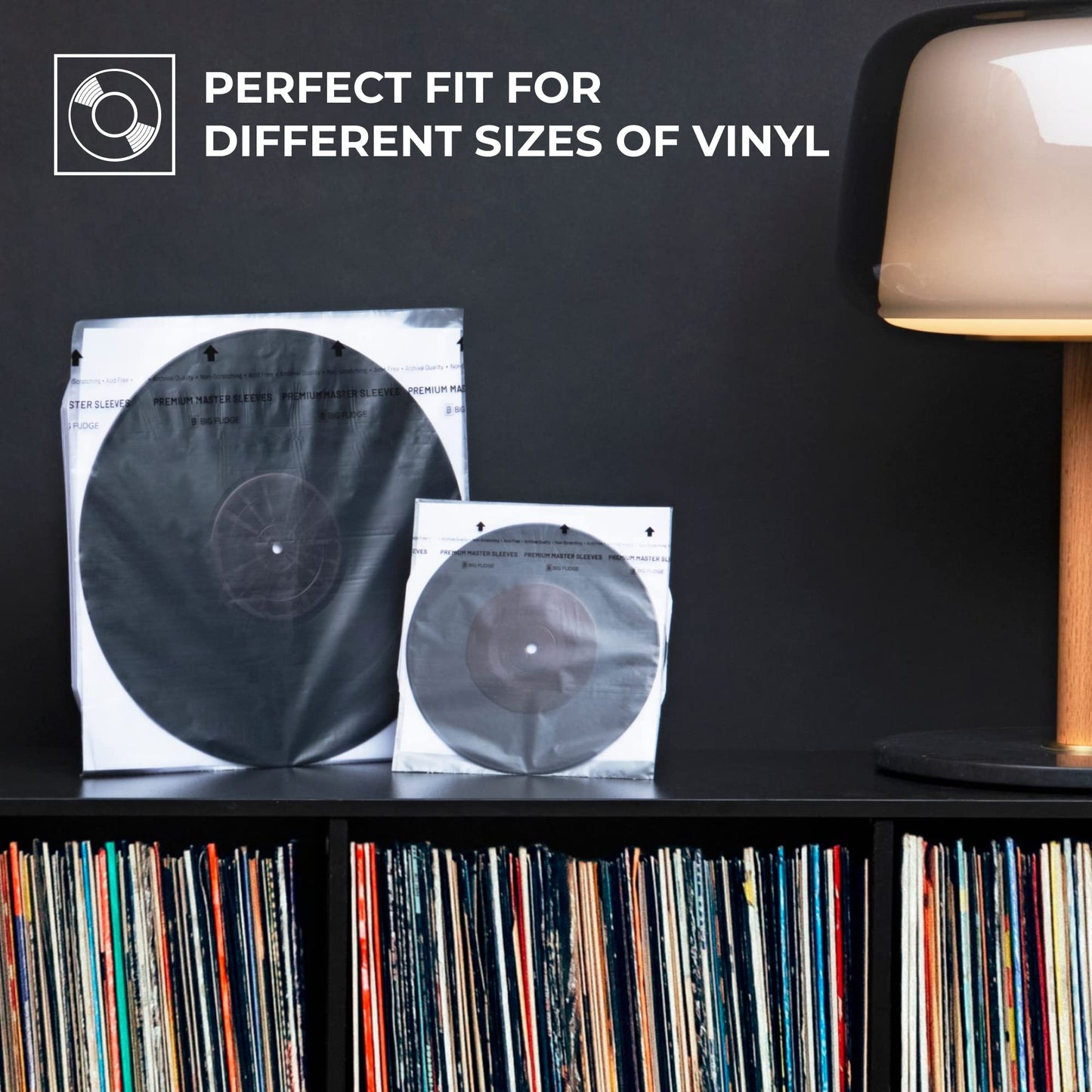 Big Fudge Vinyl Record Sleeves Inner - Vinyl Sleeves - Clear 3-Layer Album Covers with Anti-Static Rice Paper - Acid Free Protective Outer Cover for 7" Records - White, 50 Pack