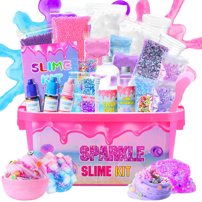 inksbui Slime Kit - Confetti, Glimmer Crunchy, Foam, Jelly Cubes - Stress Relief Toys, Party Favors for Kids, Boys and Girls Ages 6-12