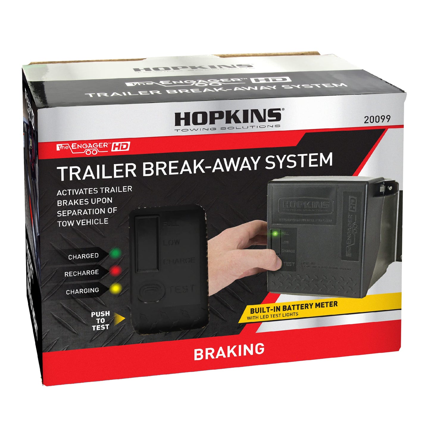 Hopkins Towing Solutions 20099 Engager LED Test Break Away System with Battery Meter