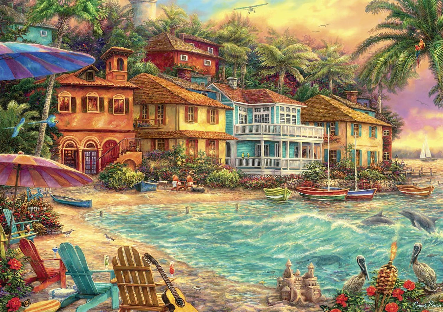 Buffalo Games - Chuck Pinson - Chuck Pinson - Island Time - Large Piece Jigsaw Puzzle for Adults -Challenging Puzzle Perfect for Game Nights - Finished Size is 21.25 x 15.00
