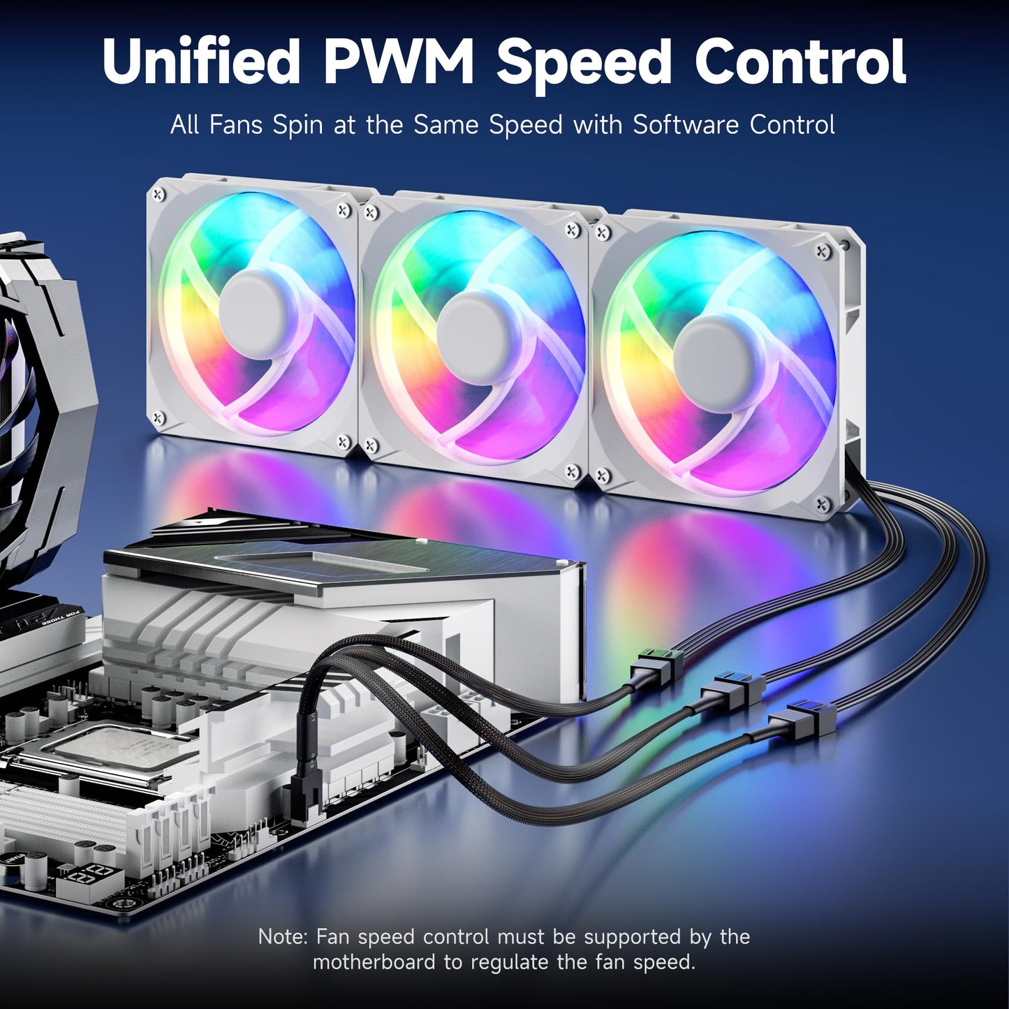 Cable Matters 2-Pack 3 Way 4 Pin PWM Fan Splitter Cable - 12 Inches / 30cm, 1x PWM-Controlled Fan with 2 Follower Fans, PC Fan Splitter 1 to 3 Converter, PC-Fan Extension Cable