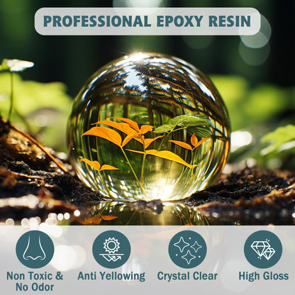 IGaiety Epoxy Resin 32 OZ, Epoxy Resin Kit, Crystal Clear Resin Not Yellowing Epoxy Kit Self-Leveling & Bubble-Free for Beginner Coating Casting DIY Jewelry Making Art Crafts (16 OZ+16 OZ)
