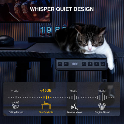 Acrolix 71" Reversiable L-Shaped Electric Standing Desk Adjustable Height Gaming Stand Up Corner Desk Sit Stand Home Office Computer Desk with Splice Board,Black Carbon Top