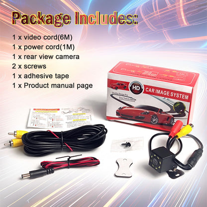 Back Up Camera for Cars, Waterproof 170° View Angle Long License Plate Frame Camera, 8 LEDs Night Vision, Universal Rear View Video for Trucks, Pickup, Vans, SUV, RV