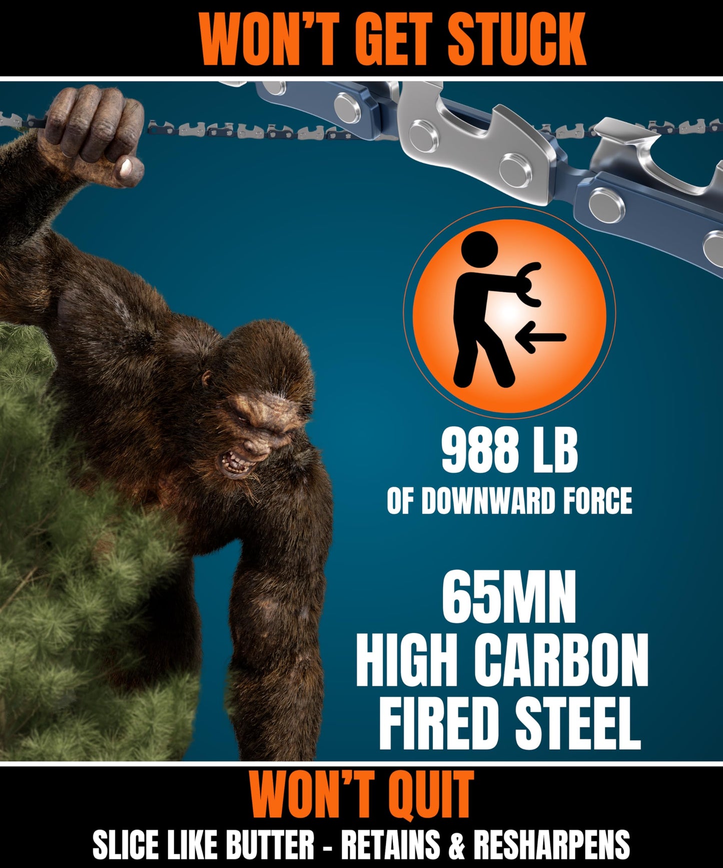 CAMPNDOOR Pocket Chainsaw for Camping - 36 Inch Heavy Duty Steel Hand Chainsaw - 48 Teeth Pocket Saw - 65Mn Hand Chain Saw with Handles - Handy Camping Gear - Bushcraft Survival Gear and Supplies