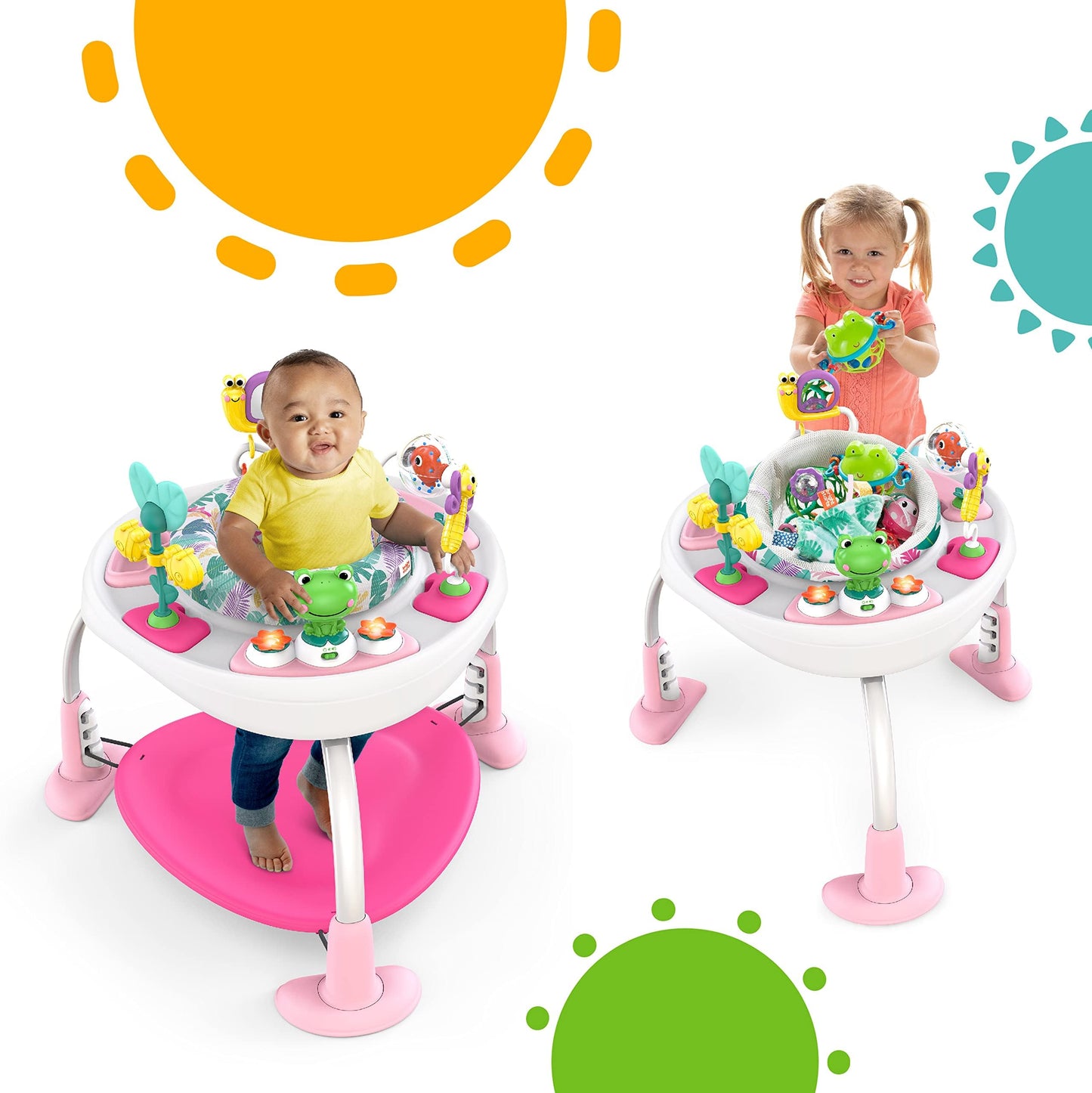 Bright Starts Bounce Bounce Baby 2-in-1 Activity Jumper & Table - Playful Palms
