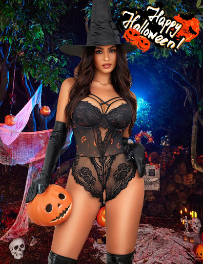 Avidlove Women's Halloween Lingerie - Naughty Outfits Babydoll Teddy Chemise Exotic Sheer Black