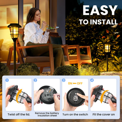 HMDecor Solar Garden Lights Outdoor,8 Pack Bright Solar Lights Outdoor Waterproof, Solar Powered Outdoor Decor for Yard, Pathway,Patio,Walkway,Driveway