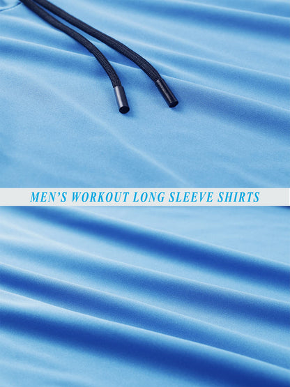 CADMUS Men's Workout Long Sleeve Fishing Shirts UPF 50+ Sun Protection Dry Fit Hoodies,1 Pack,096,White,X-Large