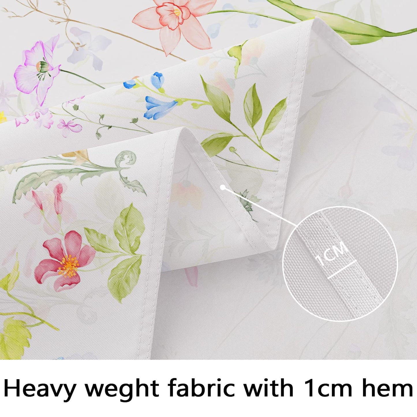 Bnejvif Spring Floral Oval Tablecloth - Waterproof Wrinkle Free Durable Fabric for Spring Summer Tables, Flower Print 54 X 72 Inch