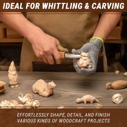 BeaverCraft Wood Carving Sloyd Knife C4s 3" - Whittling Knife with Leather Sheath for Carvers - Chip Wood Carving Tools for Beginner and Profi