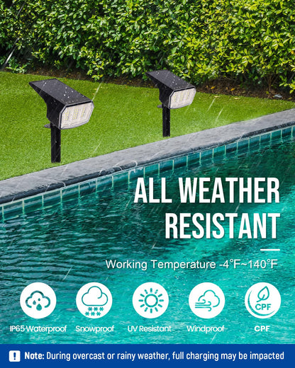 AUDERWIN Solar Spot Lights Outdoor Waterproof 4 Pack IP65, 63 LED 3 Lighting Modes Spotlights for Yard Garden House Garage Pathway