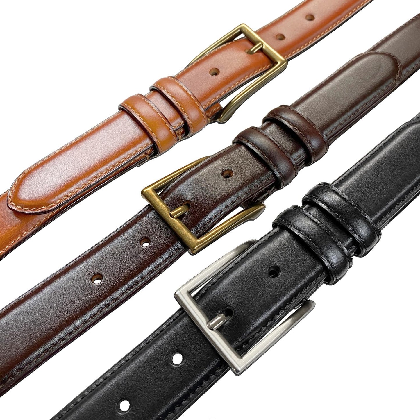HJ-10 Men's Oil-Tanned Genuine Leather Dress Classic Belt 1-1/8"(30mm) Wide (Tan, 36.)