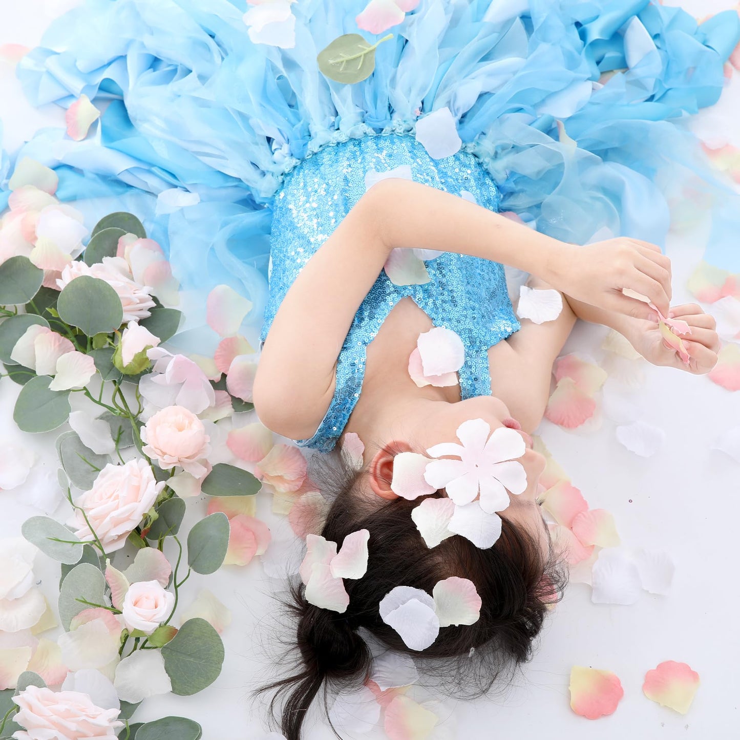 Blue Tutu Dress for Girls Birthday Party Kids Sparkly Sequin Tulle Fancy Fairy Princess Dress for Toddler Girls Prom Sneaker Ball Gowns Pageant Wedding Formal Graduation Halloween Costume 10T