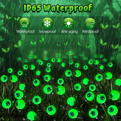 6 Pack Solar Eyeball Lights for Halloween Decorations Outdoor, 36 LED Green Eyeball Solar Halloween Lights, Waterproof Swaying Firefly Lights with 2 Modes for Pathway Patio Yard Lawn Garden Decor