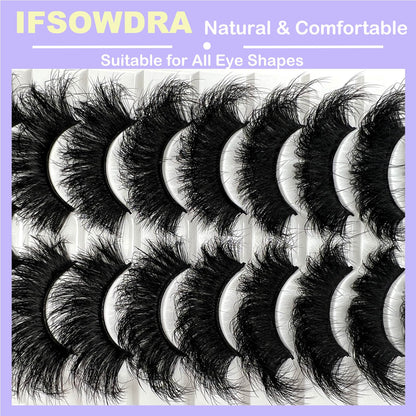 IFSOWDRA Mink Lashes Strip D Curl Volume 20/25mm Long Dramatic Lashes 3D Mink Cat Eye Eyelashes Pack, Wispy False Eyelashes Natural Look (4 Styles)