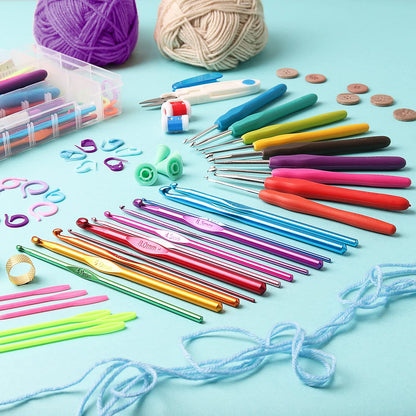 73 Piece Crochet Kit for Beginners Adults and Kids, Premium Crochet Set with 21 Crochet Hooks Set and 1500 Yards of Yarn for Crocheting Kit, Canvas Tote Bag and Lots More