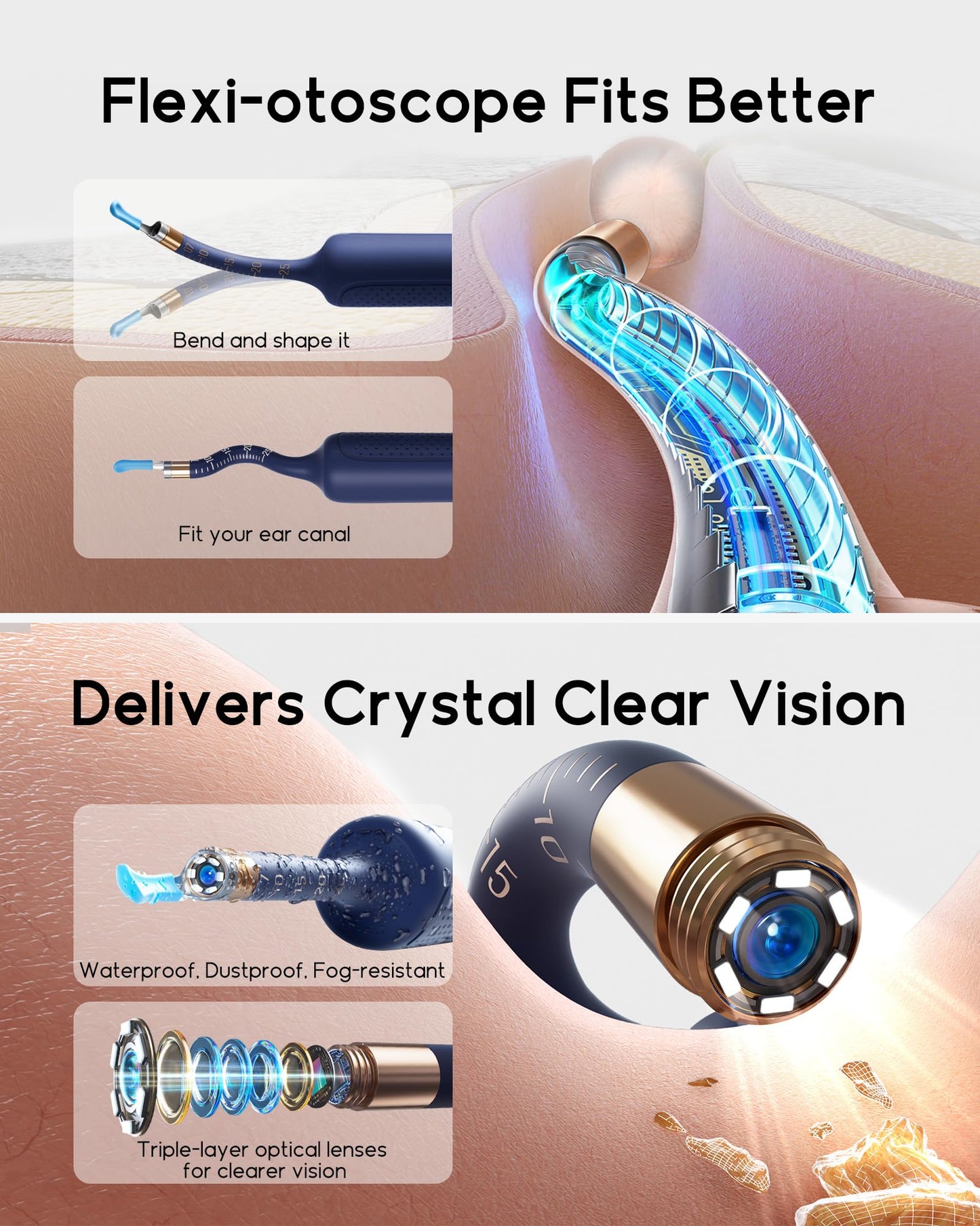 Bebird Earsight Plus R37R Ear Cleaning Camera Wax Removal Tool kit, Flexible Ear Scope Otoscope Camera Light, Visual Ear Picker Wireless Earwax Remover Tweezers for Adults & Kids