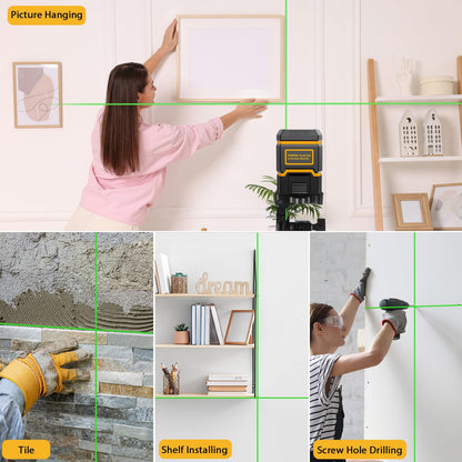 ASOBRIS Laser-Level-with-Tripod, Green Cross Line Laser with Tripod Self-Leveling, Lazer Leveler Tool for Picture Hanging Construction Floor Tile Wall Home Renovation, Indoor Project, Battery Included