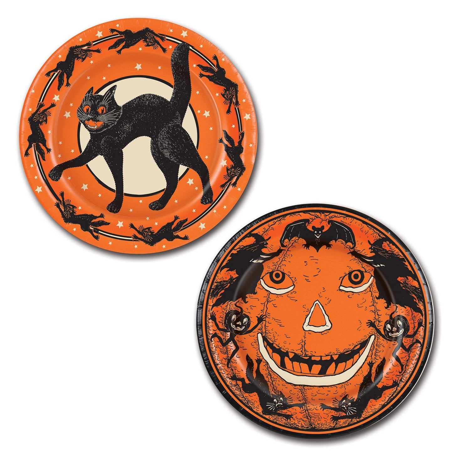 Beistle Halloween Round Plates, 9 Inch, Orange