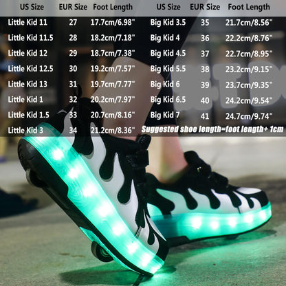 AIkuass Boys Roller Shoes LED Sneakers with Wheels Kids Skate Shoes Gifts for Christmas Birthday Children Day