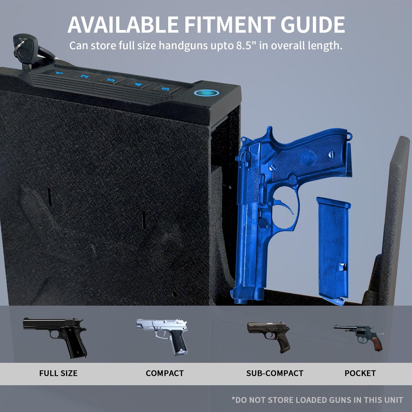 Biometric Gun Safe for Nightstand, Desk, Bedside Mounted, Auto Open Pistol Safe, Drawer Handgun Safe with Internal LED light, Silent mode, Quick Access Gun Lock Box with Fingerprint, PIN Code, Key