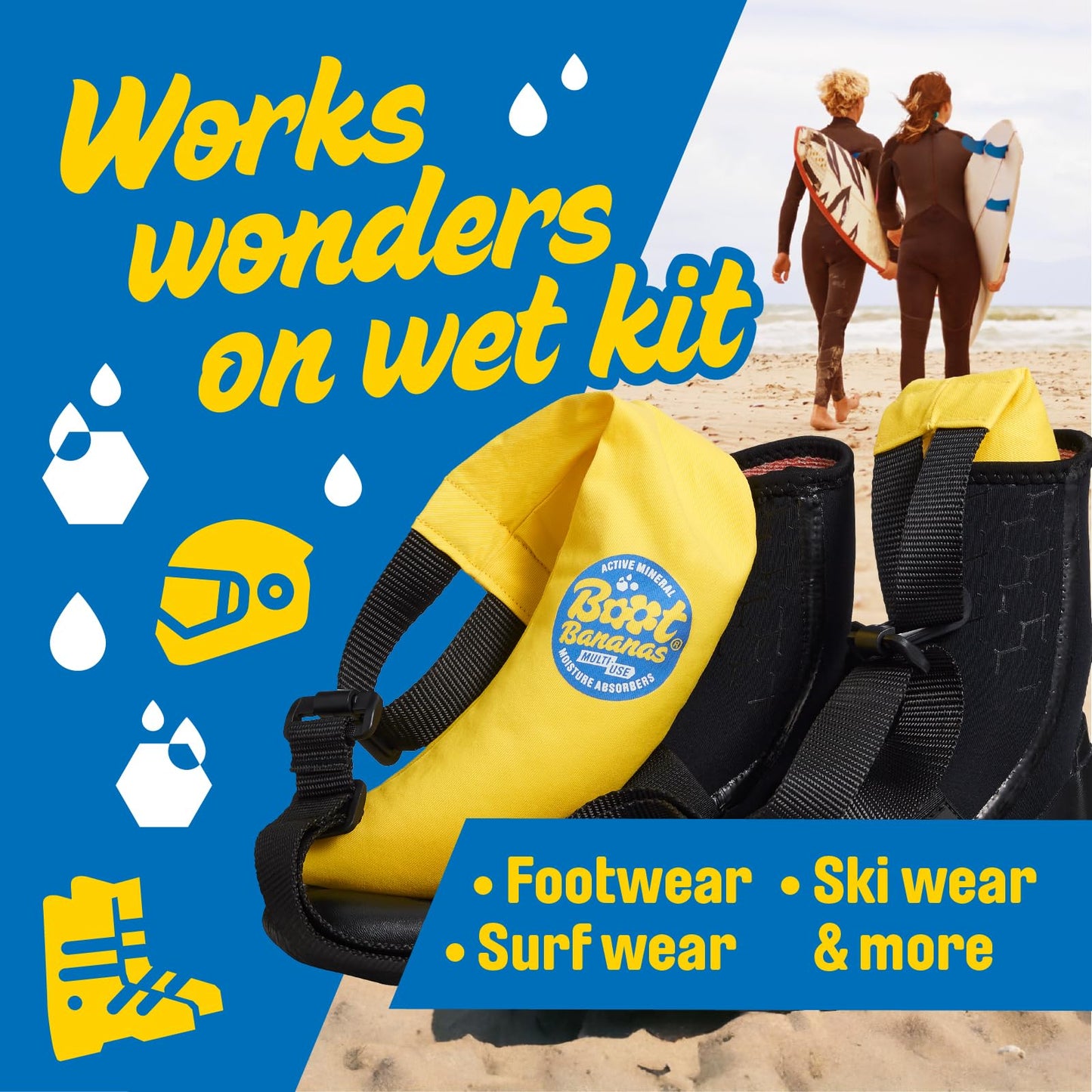 Boot Bananas Shoe Moisture Absorber | Long-Lasting, Reusable Sports Shoe Drying Inserts Without Heat or Electricity | Eco-Conscious | Drys Footwear in 4 to 6 Hours | 1 Pair