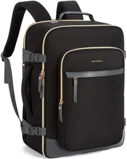 BAGSMART Travel Backpack for Women, 35L Carry-On Backpack Fits 17.3 Inch Laptop, TSA Approved Water-Resistant Weekender Gym Backpack, Black