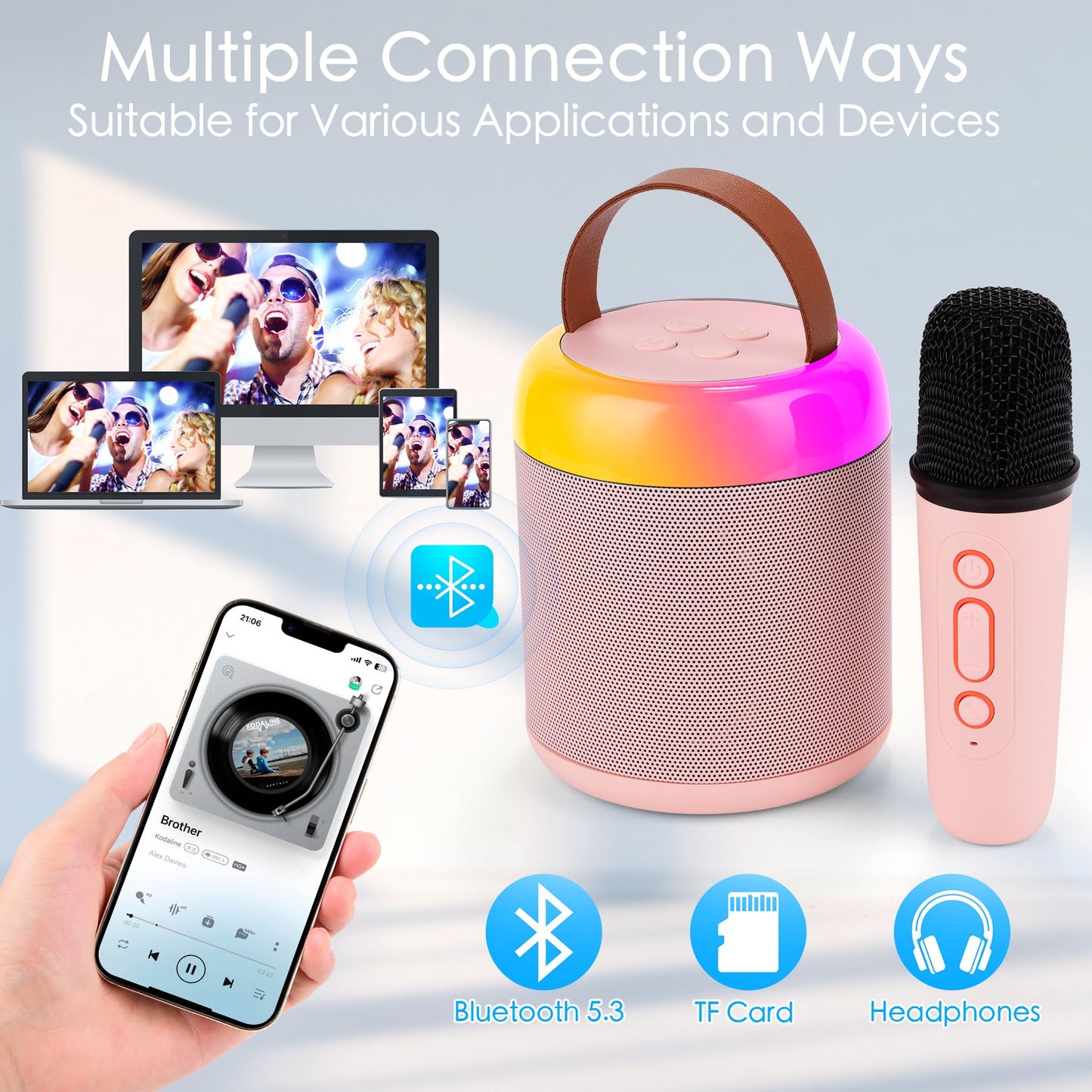Birthday Gifts for 3, 4, 5, 6, 7, 8, 9, 10, 11, 12 Year Old Toys Girls Boys, Christmas Stocking Stuffers,Karaoke Machine for Kids Teens Adults, Portable Bluetooth Speaker with Wireless Microphone
