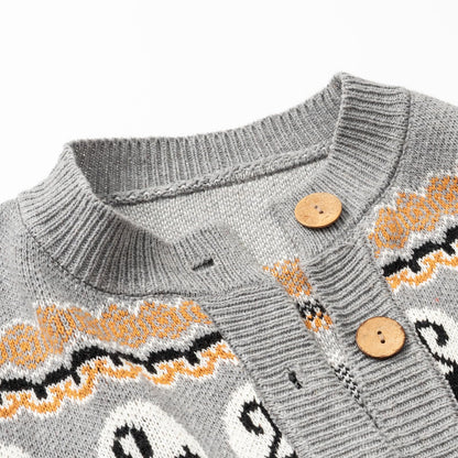 Women's Fall Halloween Black Cat Graphic Cardigans Sweater Winter Button Down Knit Long Sleeve Coats(XL,Grey-Cat)