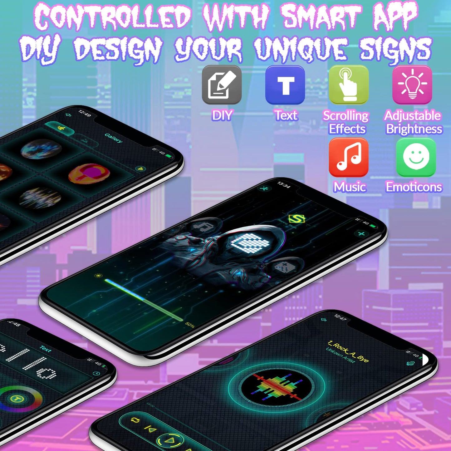 AINSKO Face Transforming Led Mask-APP Controlled,Cool Lighting Face Mask for Cosplay Party Christmas Gift (USBC Rechargable)