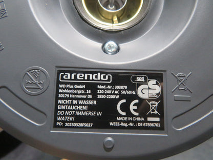 Arendo - Stainless Steel Kettle with Temperature Setting 40-100 Degrees in 5 Steps - Double Wall Design - Elegant Model - 1.5 Litre - 2200 W - Tea Maker with Temperature Display - GS - Black