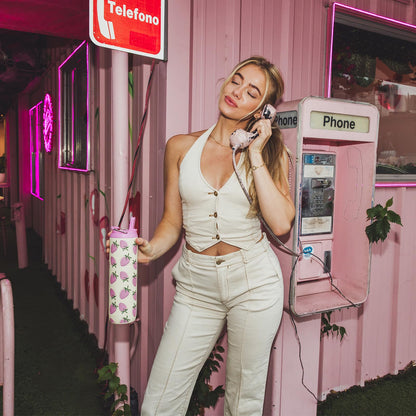 BOTTLE BOTTLE Insulated Water Bottle 24oz with Straw Lid and Handle for Sports Travel Gym Stainless Steel Water Bottles Double-Wall Vacuum Metal Leak Proof BPA-Free (Strawberry)