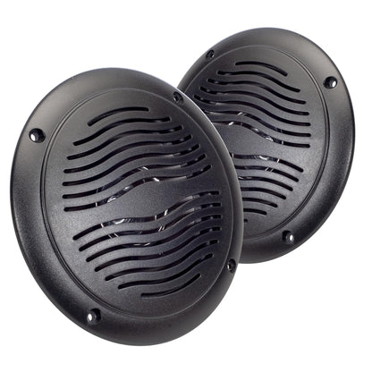 5-inch Water Resistant Outdoor Speakers, Dual Cone, 25W Peak Power, Marine and RV Compatible (Black)