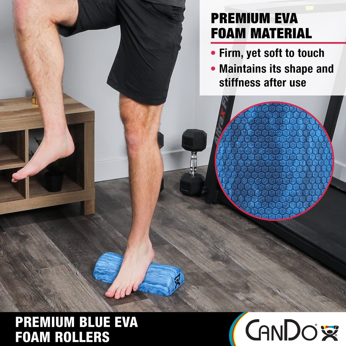CanDo Premium Blue Marble EVA Foam Roller for Muscle Restoration, Massage Therapy, Sport Recovery and Physical Therapy 6" x 12" Half-Round