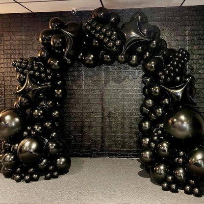 Black Star Balloons,12Pcs Four Angle Star Foil Balloons,26Inch and 10Inch Black Quadrangle Helium Polyester Film Balloon for Birthday Anniversary Baby Shower Wedding Party Decorations