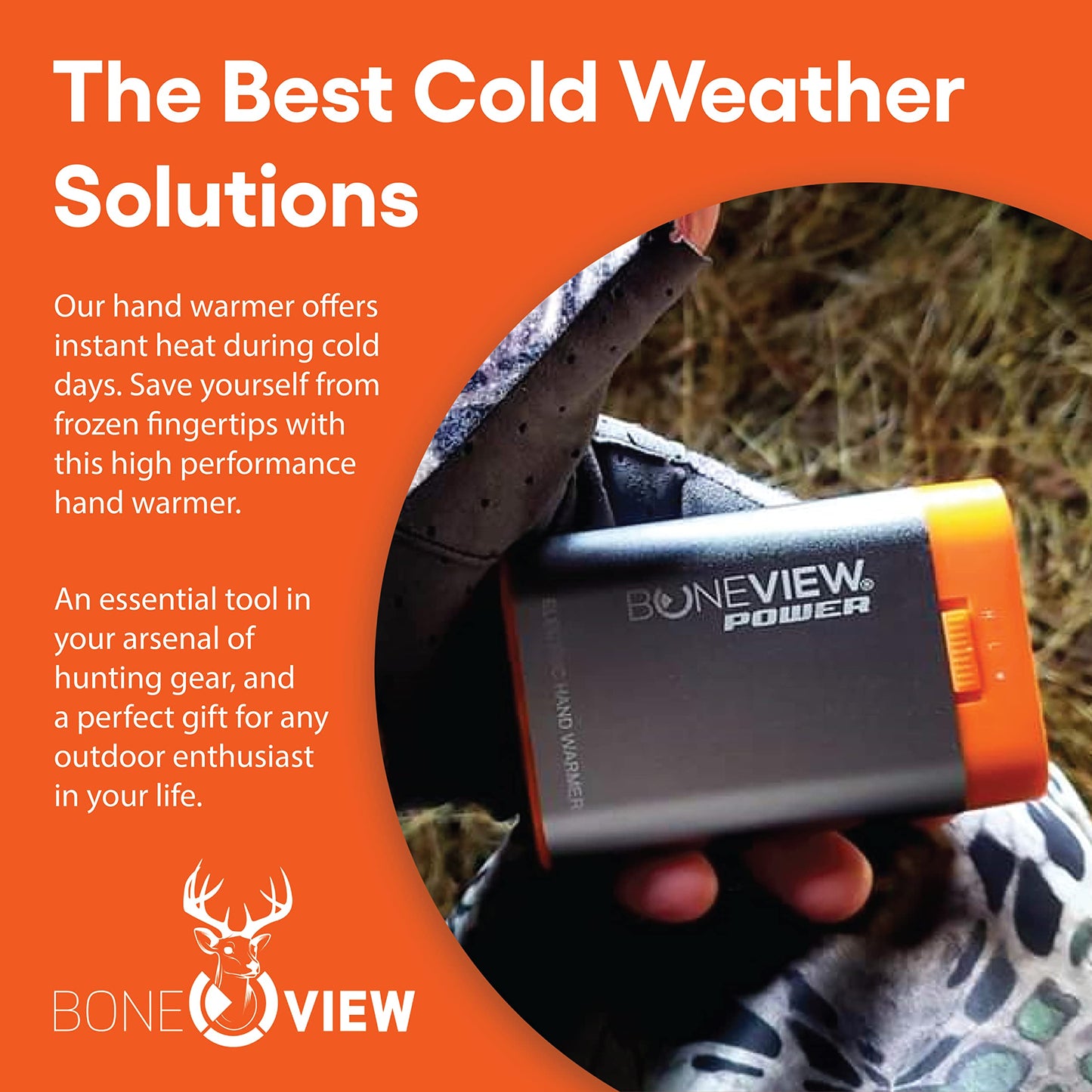BoneView Electric Hand Warmer Emergency Power Bank with Flashlight - Portable Rechargeable 9900-mAh Battery Pack, Fast Heating Over 8 Hr, Hunting, Fishing, Survival, Camping Gadgets for Men & Women