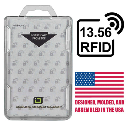 ID Stronghold - RFID Blocking Secure Badge Holder - Duolite 2 Card ID Holder - Poly Carbonate - Heavy Duty Hard Plastic ID Badge Holder - USA Molded and Assembled - FIPS 201 Approved - Clear