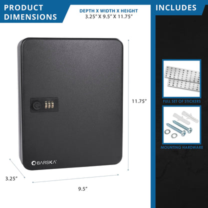 Barska Wall Mount Key Cabinet with Combination Code – Steel Locking Key Organizer Box for Home, Office, Business, Rental Property, and Commercial Use