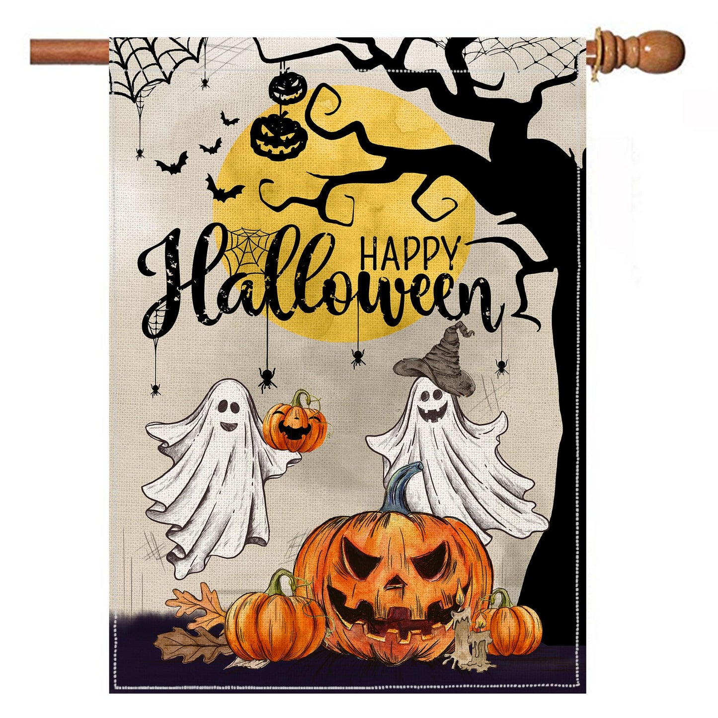 Hexagram Halloween Garden Flag, Halloween Flag 28 X 40 Double Sided, Ghost Happy Garden Pumpkin Flags For Outside Home Decor