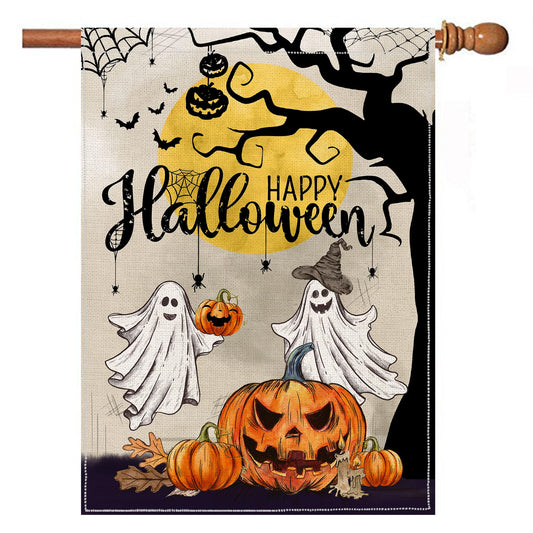 Hexagram Halloween Garden Flag, Halloween Flag 28 X 40 Double Sided, Ghost Happy Garden Pumpkin Flags For Outside Home Decor