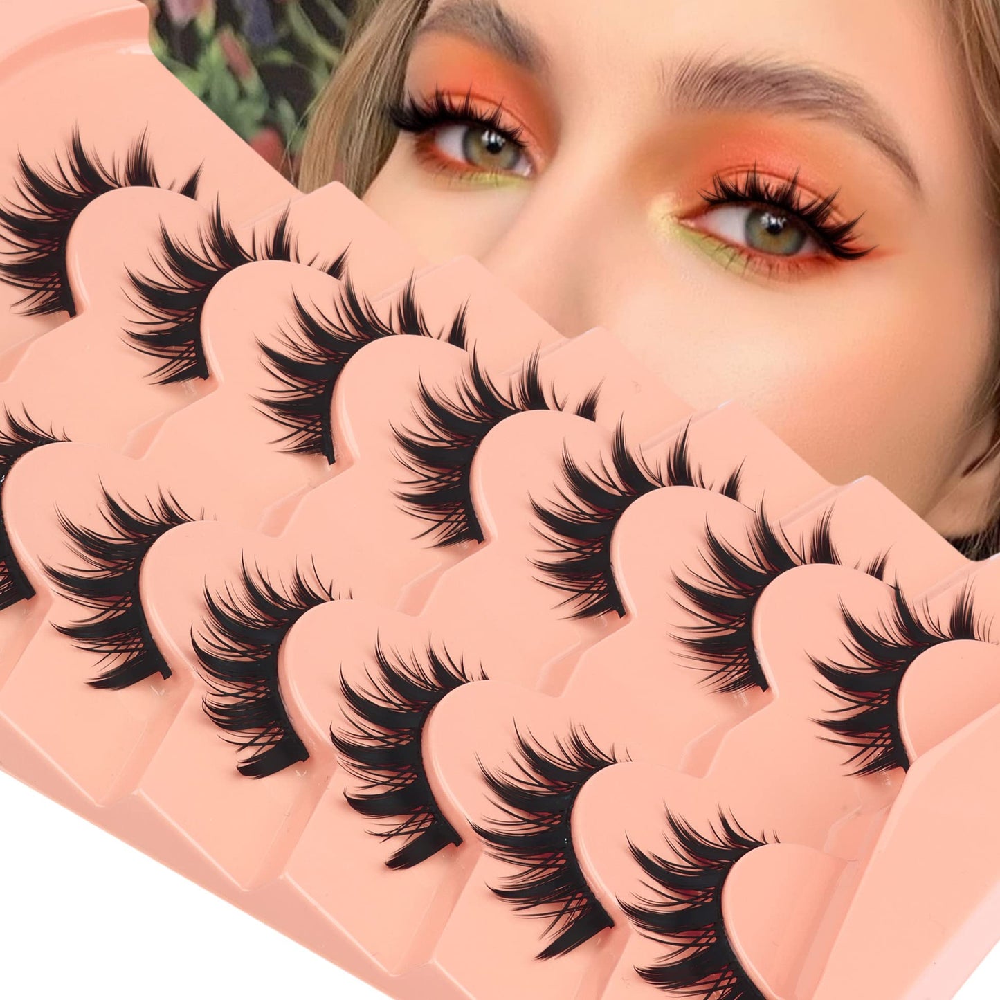 Winifred False Eyelashes - Anime Wispy Cat Eye Natural Spiky Thick Manga Lashes for Cosplay