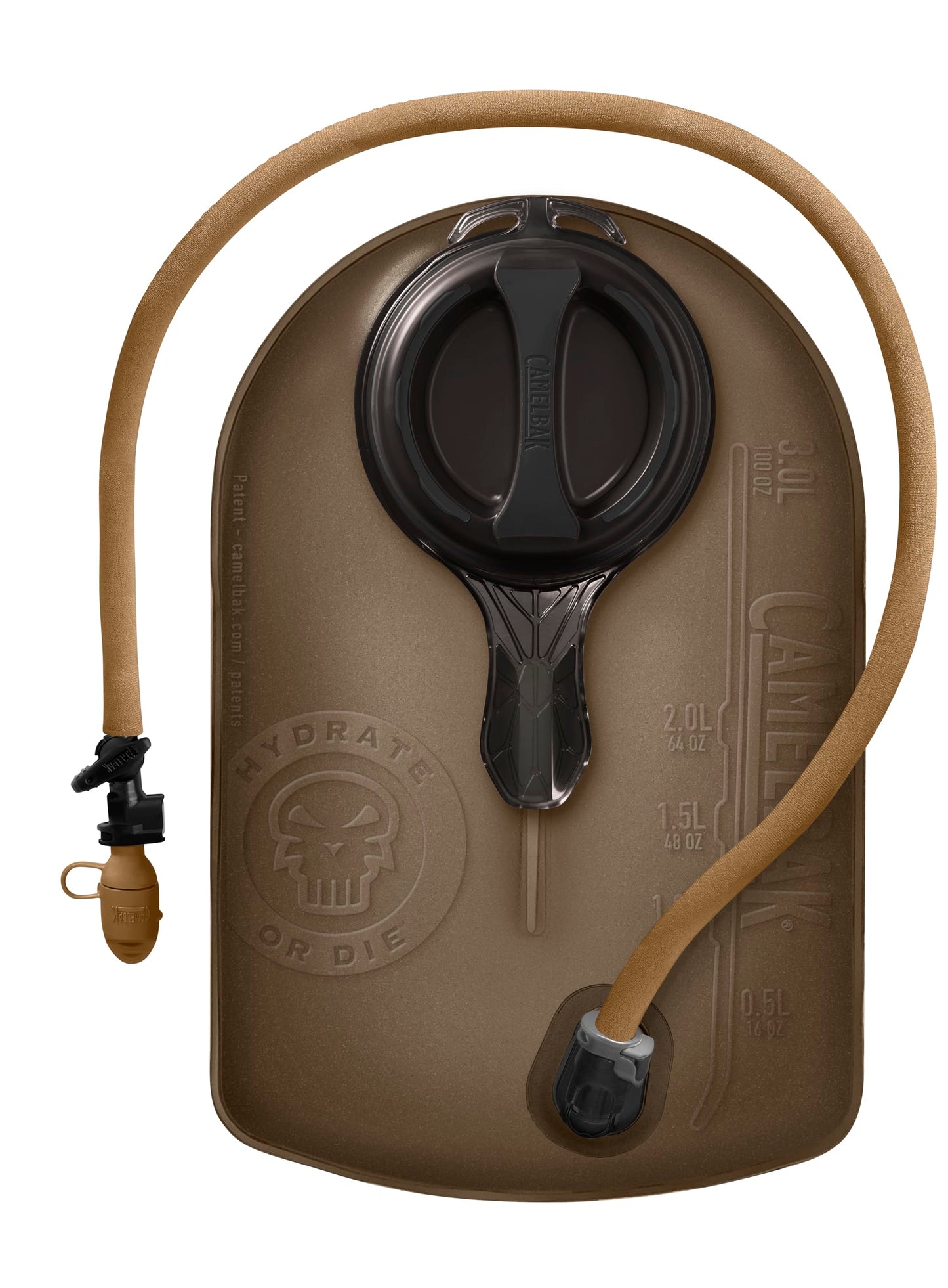 CamelBak Mil Spec Crux 100oz/3L Short Reservoir - Tactical Hydration Bladder - Faster Water Flow Rate - Leak-Proof Water Bladder - Ergonomic Shape - Big Bite Valve - BPA-Free, Brown