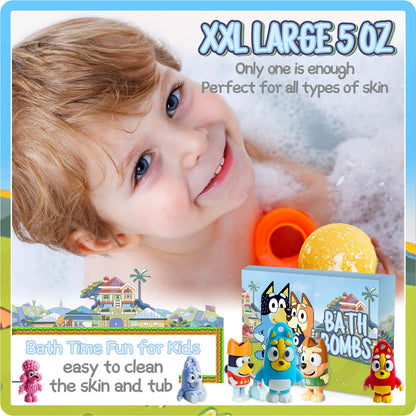 Bath Bombs for Kids: XXL Bath Bombs with Surprise Inside, Organic Bath Bombs Rich in Natural Essential Oils, Kids Bath Bombs Gift Set for Dry Skin Moisturize, Gifts Card for Kids (6 Pcs)